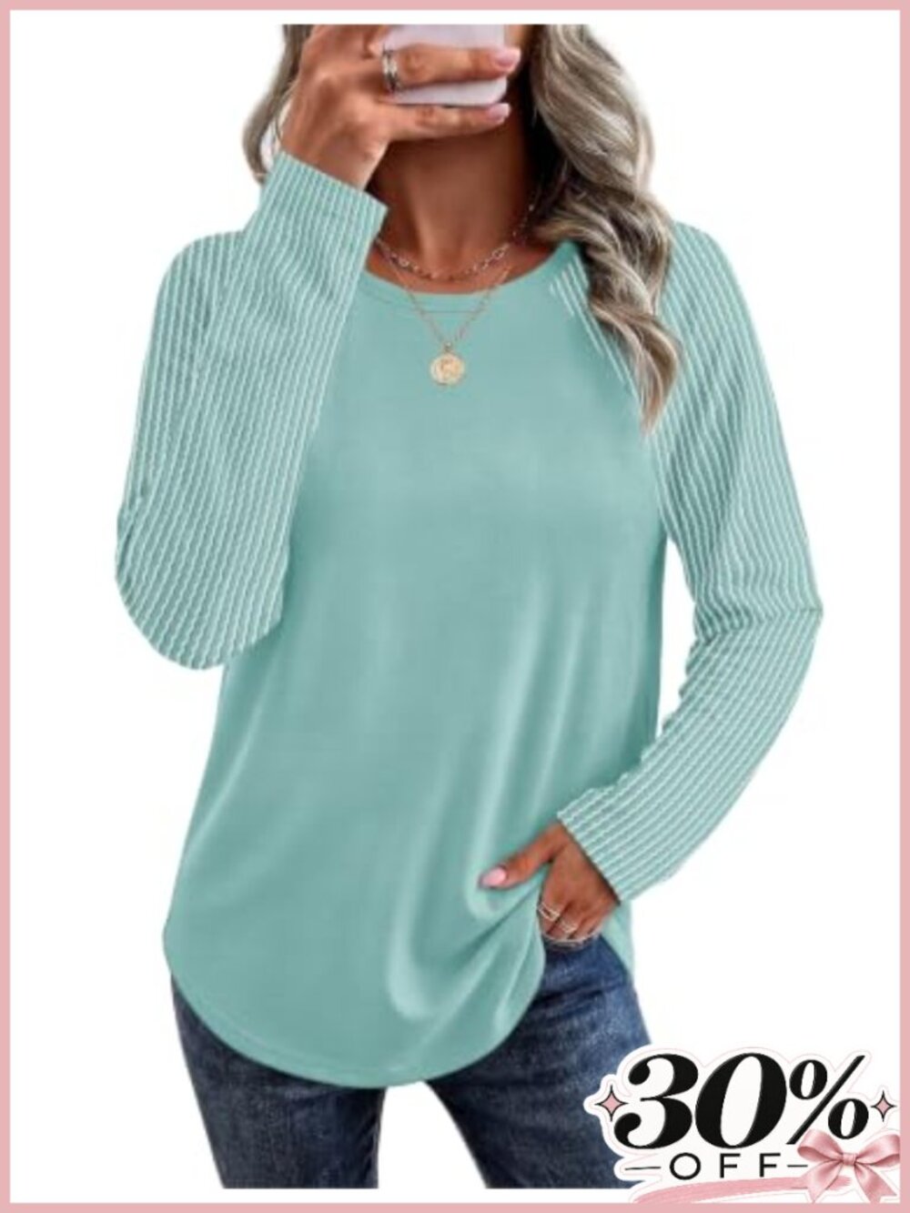 Womens Tunic Sweatshirt Long Sleeve Crew Neck Raglan Pullover